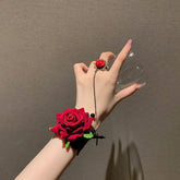 Pulsera de anillo con rosa de encaje gótico